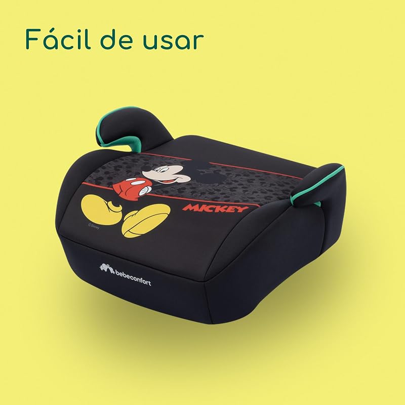 Disney Manga i-Safe, Asiento Elevador Coche, Silla Coche Mickey Mouse, 6-12 Años, 128–150 cm, 22-36 kg, Ligera, Instalación Fácil con Cinturón, Acolchada, Tejidos Suaves, Authentic Mickey