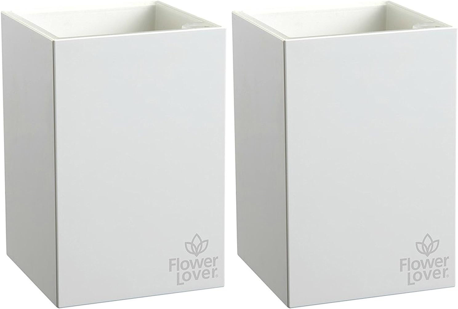 Flower lover 2-PACK Cubico Indoor Or Outdoor Flower Planter Irrigated Self Watering (9x9x13cm) - CRYSTAL WHITE