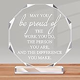 Maitys Thank You Gift Employee Inspirational Acrylic Sign Prizes Employee of The Month Favor Crna Week Appreciation Gifts Keepsake for Nurse Teacher Assistant Women Team Graduation(1 Pcs,Proud)