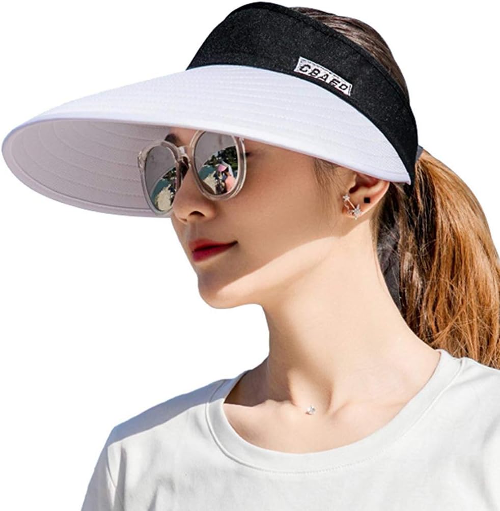 Sun Visor Hats for Women, Large Brim UV Protection Summer Beach Cap, 5.5''Wide Brim