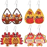 8PCS Fall Earrings for Women Cute Pine Cone Corn Maple Leaf Pumpkin Turkey Earrings Autumn Thanksgiving Earrings Autumn Thanksgiving Jewelry
