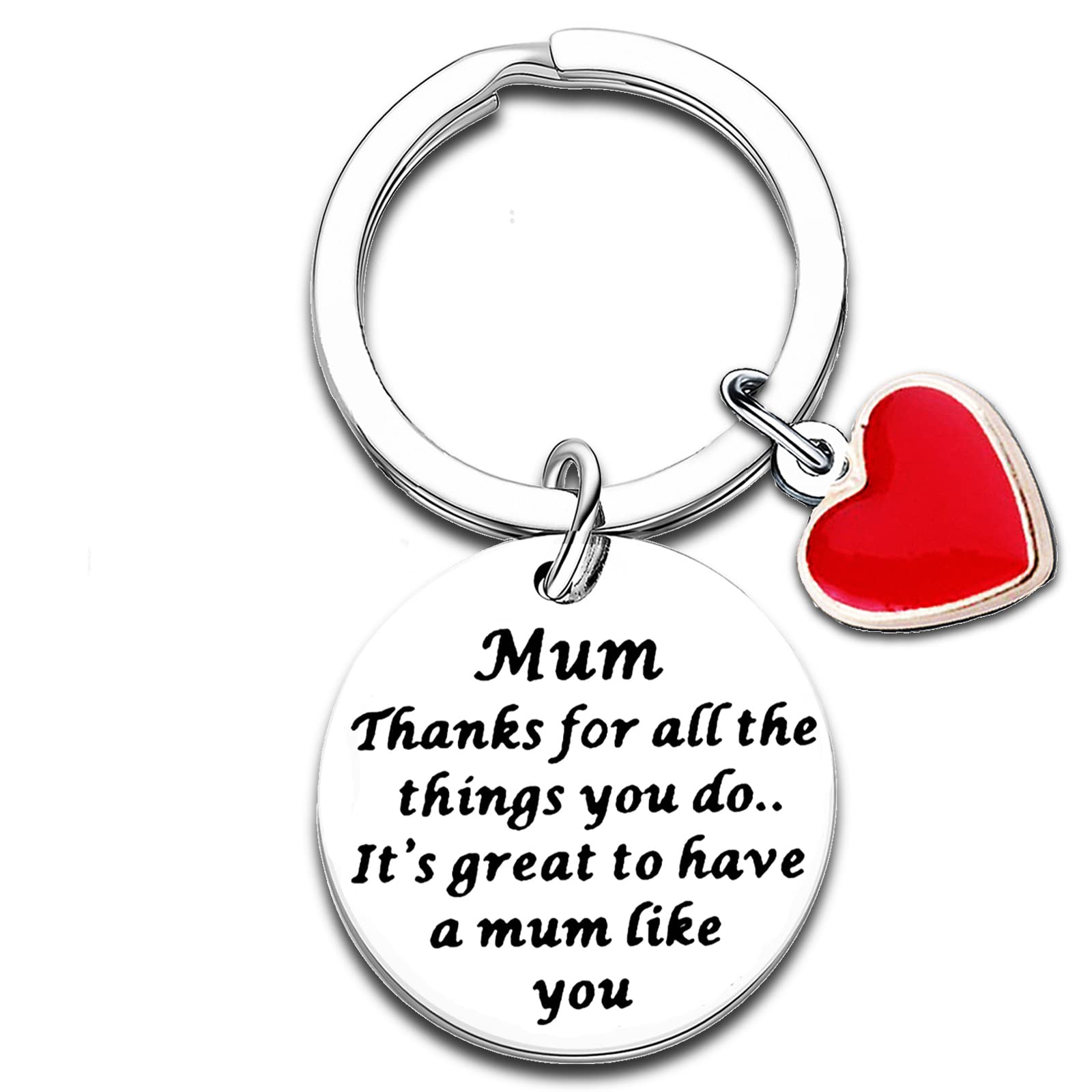 Nimteve Mum Keyring Mum Gifts From Son Daughter Mother's Day Gifts Birthday Gifts For Mummy Key Ring Mother Presents Red Love Heart (Mum Thanks For All The Things)