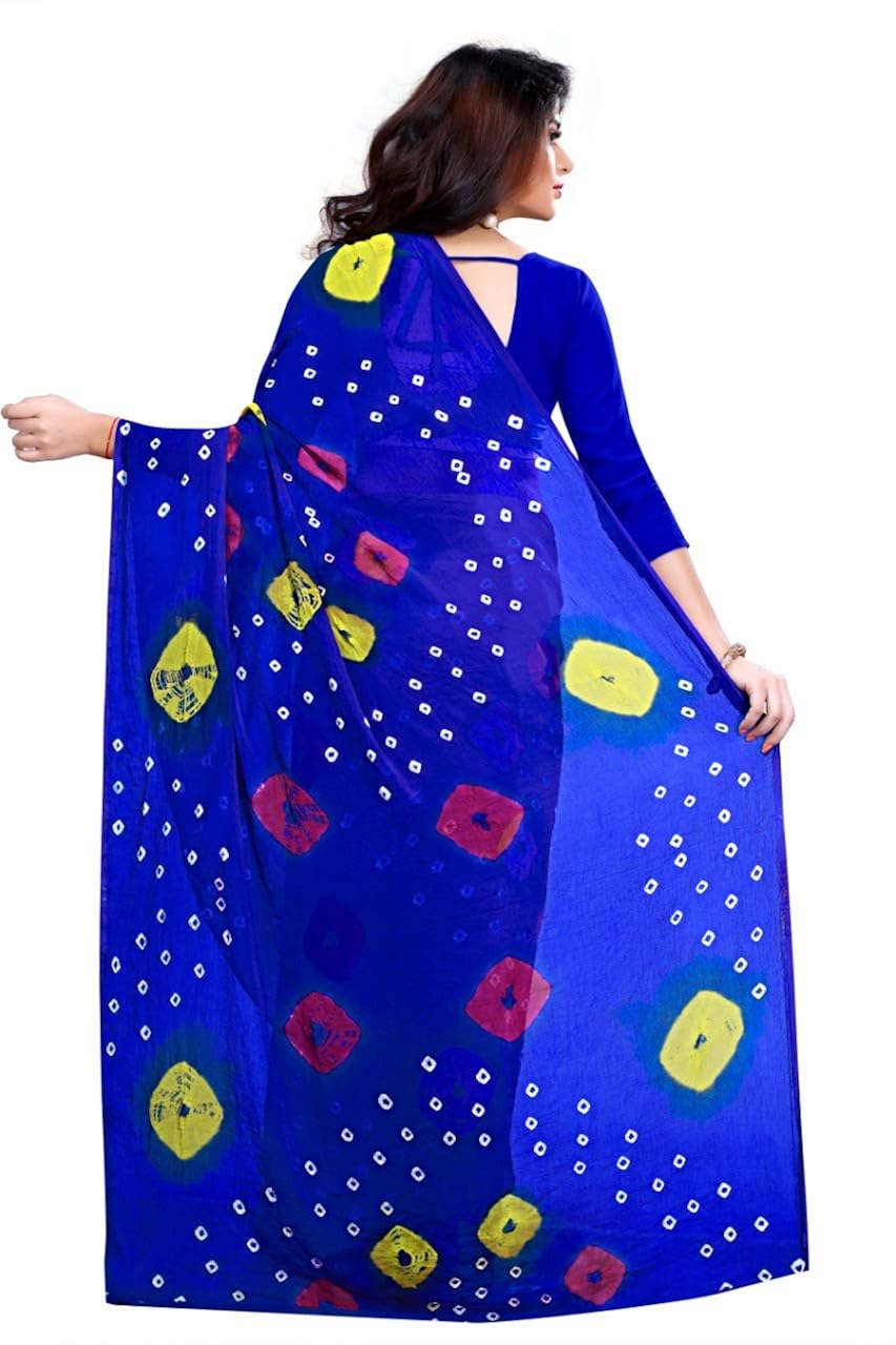amyaa fashion women's chiffon saree with blouse piece (amyaa blue saree)