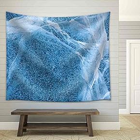 Texture of Ice of Baikal Lake in Siberia - Fabric Wall Tapestry Home Decor - 51x60 inches