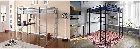 Full Size Metal Loft Bed With Desk