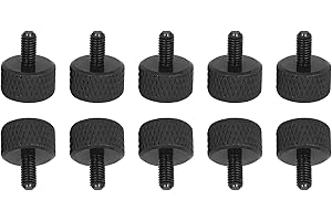DTGN M3x6mm(DXL) Knurled Thumb Screws - 10Pack - Good for PC Computer Cases - Aluminum Alloy Thumbscrew Knurled Head Fully Threaded - Black