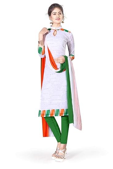 Uniform Sarees Tiranga Poly Georgette Salwar Kameez(Tricolour_free size_695/2019)