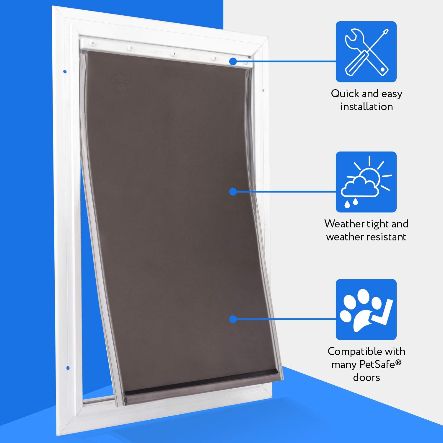 Large Replacement Dog Door Flap Compatible with PetSafe Freedom Doggie Doors - Weather Resistant - Measures 10 1/8" x 16 7/8" Made from flexible, durable, weather resistant materials- Doggie Door Flap : Pet Supplies