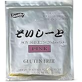 Shirakiku Pink Sushi Soy Wrapper- Authentic Japanese Gluten-Free Wraps for Tofu, sushi | Soy Proteins, Corn Starch, Rice Powder, and Cochineal Extract | Easy to Use 20 Sheets - (3.52 Oz)