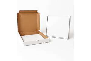10 Pack Pizza Boxes 10x10 Inch White Corrugated Pizza Containers with Paper Liners, Ventilation Design & Tear-Off Plate Lid f