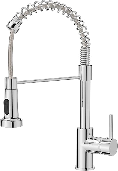FORIOUS Kitchen Tap Spring Kitchen Sink Mixer High Arc 360° 2 Spray Chrome