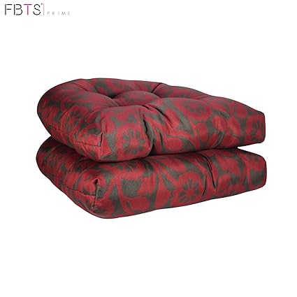 Buy Fbts Prime Indoor Outdoor Chair Cushions Set Of 2 19x19 Inch Patio Seat Cushions Red Flower Square Chair Pads For Patio Furniture Garden Office Dining Room Restaurant Online At Low Prices