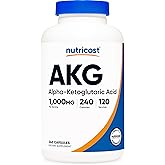 Nutricost AKG Alpha Ketoglutaric Acid Supplement 1,000 mg, 240 Capsules, 120 Servings Per Bottle - Powerful Precursor to Glutamine & Arginine, Energy Support Supplement