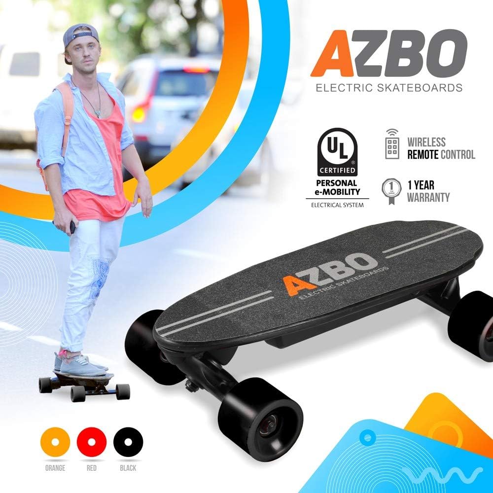 Portable Mini Electric Skateboard with Remote Control by AZBO | 400W Motor UL2272 Certified Motorized C9 Skateboard with Wireless Remote | 11 MPH Top Speed Electric Longboard