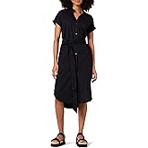 Amazon Essentials Women's Relaxed Fit Short Sleeve Button Front Belted Shirt Dress