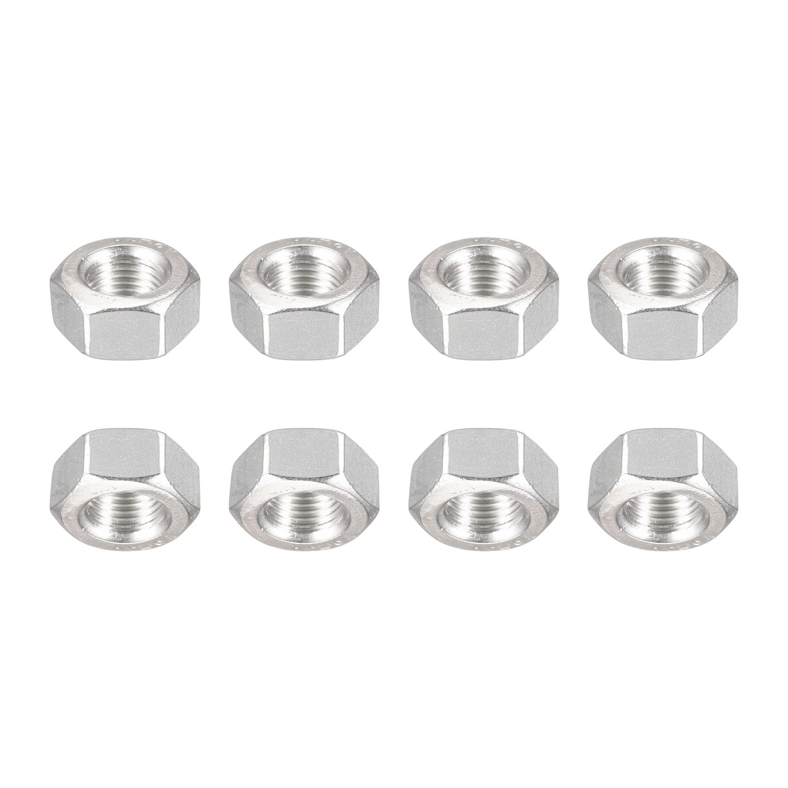 DTGN M10x1mm(DxP) Hex Nuts - 8Pack - Good for Home Garage Repair - 304 Stainless Steel Hexagonal Nuts - Silver Tone