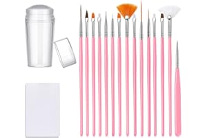 KAYZON Nail Stamper Nail Art Brushes, French Tip Nail Stamp Clear Nail Art Stamper Jelly with Scraper, 15pcs Nail Pen Brushes, Soft Silicone Stamper Printer DIY French Tip Nail Stamping Manicure Tool