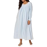 Eileen West Queen Anne’s Lace Womens Sleepwear & Loungewear - Heirloom Dream Collection - 100% Cotton Longsleeve Long Robe