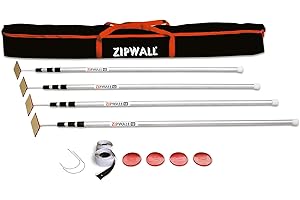 ZIPWALL SLP4 12 Foot Spring Loaded Dust Barrier Poles (Pack of 4), 4 Pack, Silver, 4 Count