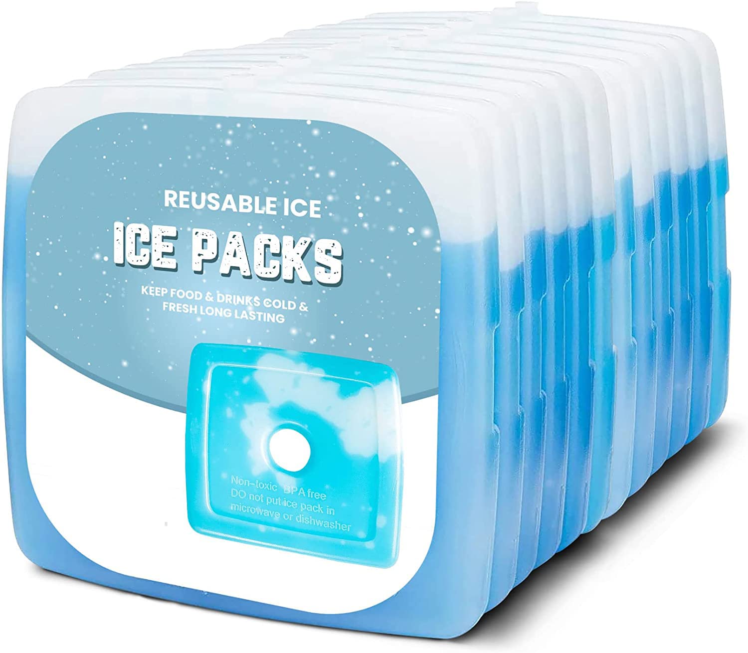 RMTL Reusable Ice Pack Blocks for Lunch Box - Slim, Lightweight Freezer Cold Packs For Coolers, Ice Pack for Lunch Boxes & Camping. Perfect Pack Lunch box (6)