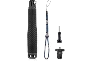 GEPULY Short Selfie Stick Pole Waterproof Hand Grip Adjustable Underwater Monopod for GoPro Hero 13 12 11 10 9 8 7 6 5 AKASO DJI OSMO 5 Pro Action Camera Black