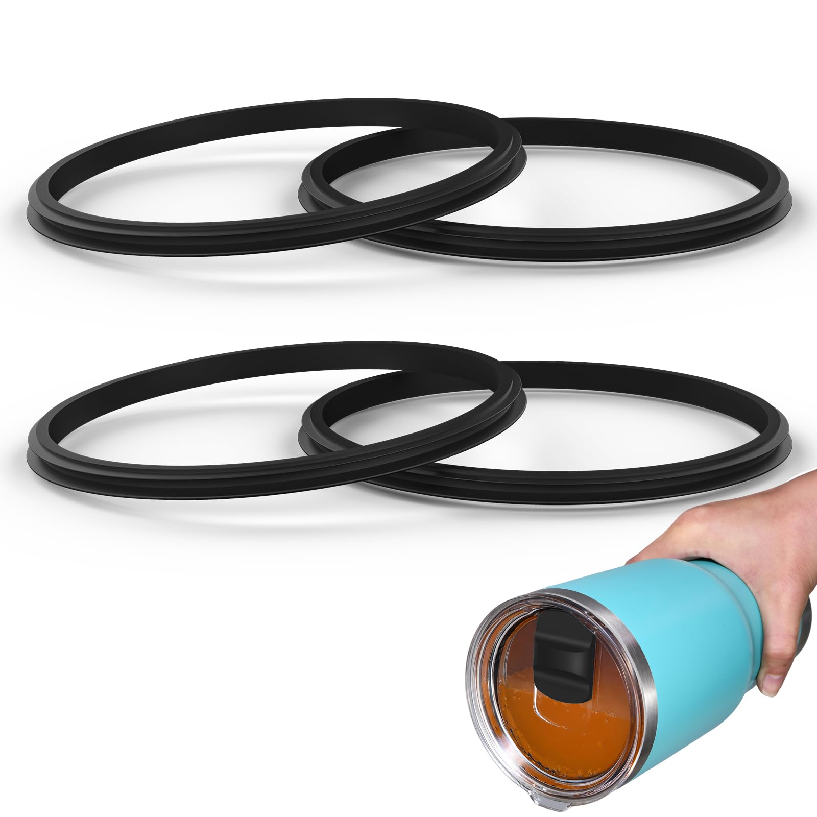 Photo 1 of Rubber Seal Replacement Gasket for Yeti Lid, Leak-proof O Ring Replacement Compatible with YETI 30/32 oz Tumbler, 14 oz Mug and 35/42 oz Straw Mug, 4 Packs