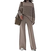 Viottiset Women's 2 Piece Outfits Sweater Set Wide Leg Pants High Neck Sweatsuit Loungewear