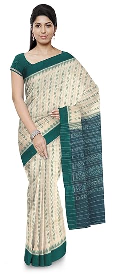 ODISHA HANDLOOM Womens Ikat Cotton Saree (o 55_Green)