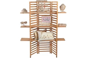 SSWBasics 3-Panel Wood Display with 3 Shelves - Unit Can Be Stained Or Painted - Great for a Wide Range of Merchandise from Housewares, Clothing and Beverages - Natural Pine