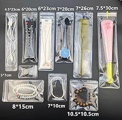 ﻿50 Long Jewelry Bags Clear Necklace Zipper