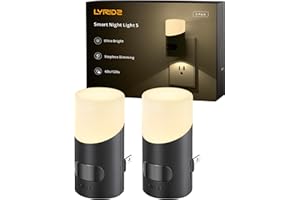 Lyridz LED Night Lights Plug into Wall with Motion Sensor, 1-150LM Dimmable Plug-in Nightlight Indoor for Bedroom, Bathroom, Hallway, Stairs, Pet House, Toilet, 2 Pack