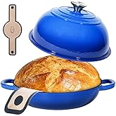 ONKO Dutch Oven For Sourdough Bread Baking, 6QT Enameled Cast Iron Dutch Oven Pot With Lid, Non-stick Sourdough Baking Pan with Bread Dome, Round Ceramic Dutch Ovens Pot with Cloche for Homemade