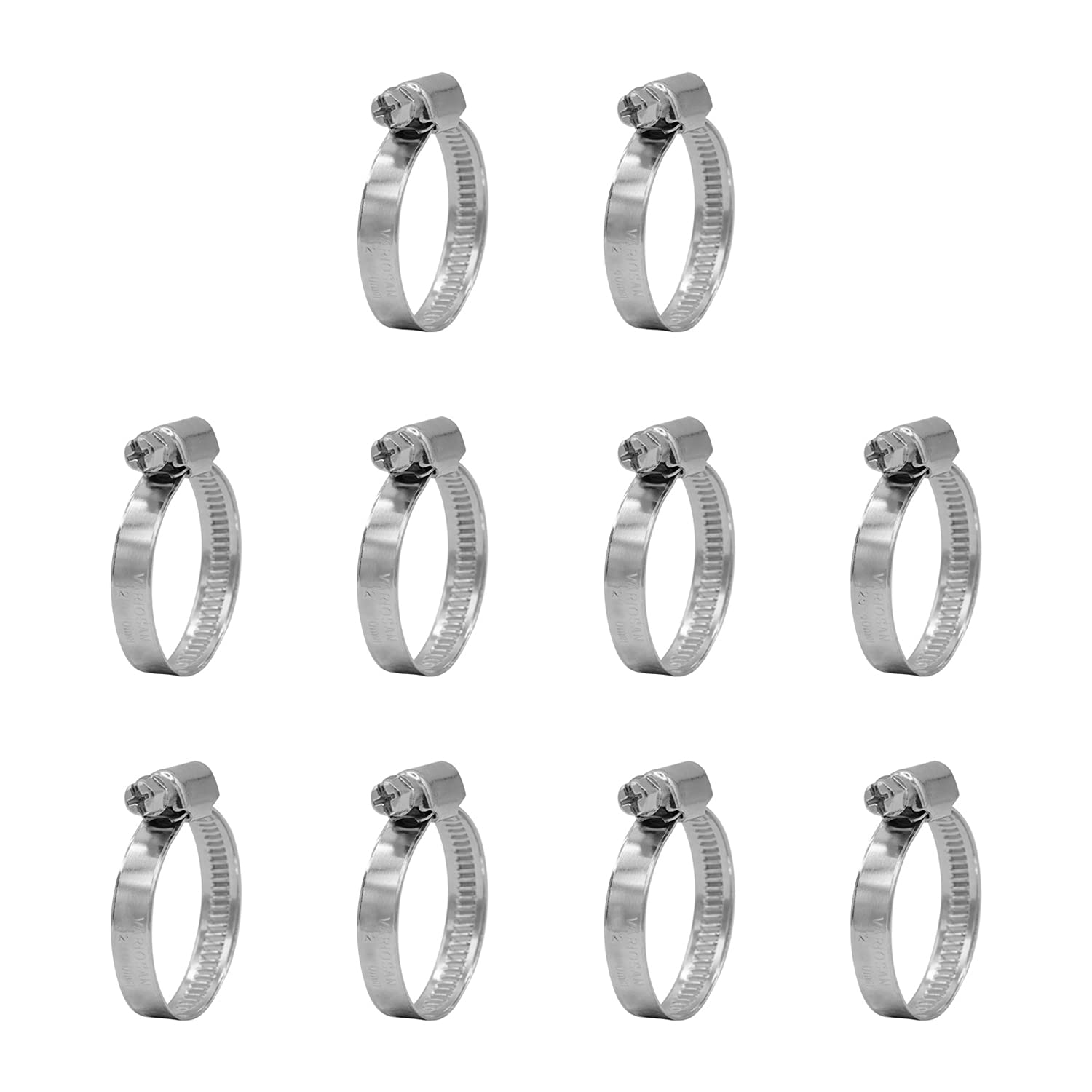 VARIOSAN Stainless Steel Pipe Clamp, C Clamp Vise, 13637, Clamping Range 20-32mm, 9mm Band Width, Set of 10