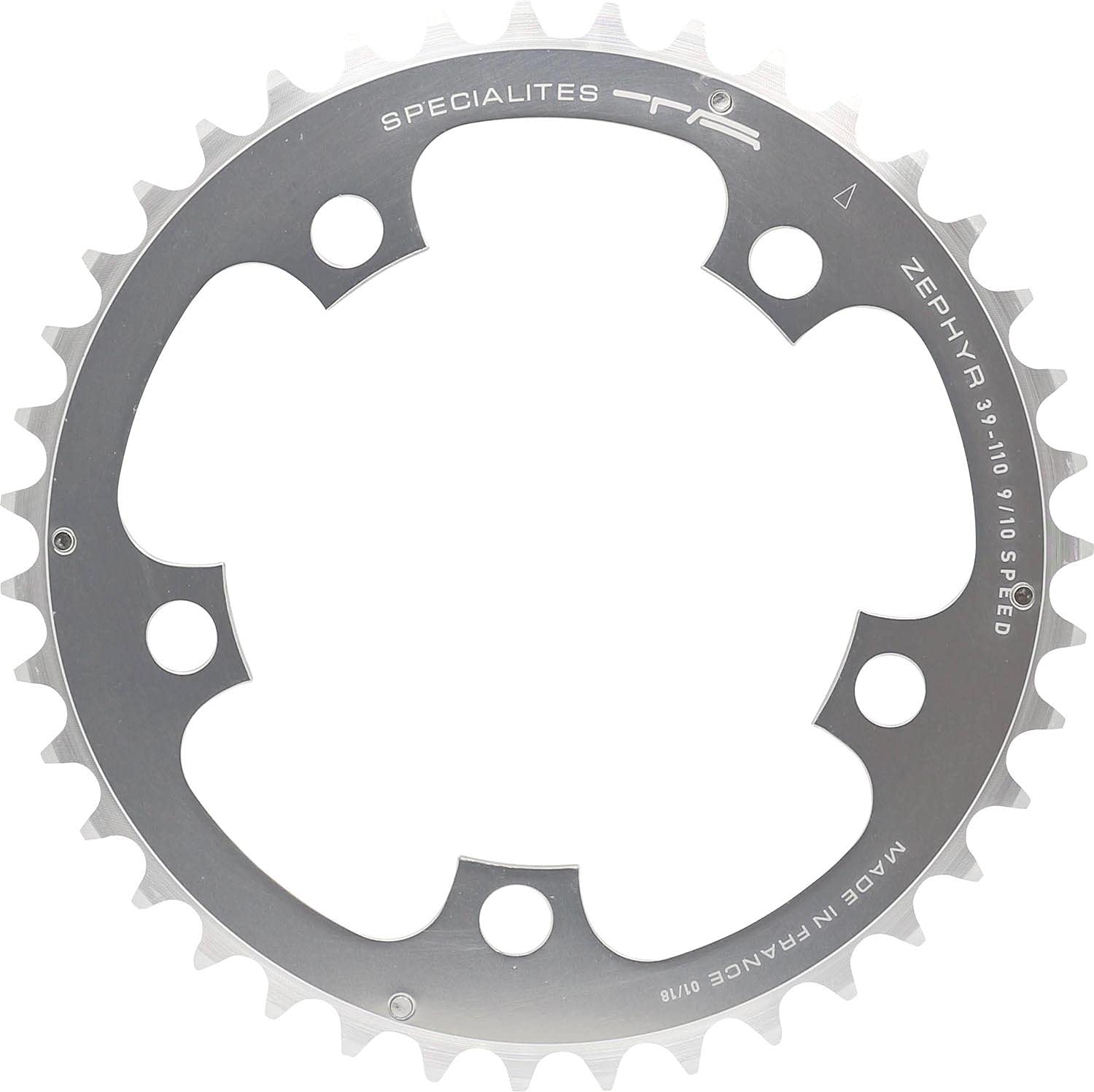 Spécialités TA Zephyr Compact 5-Arm 110pcd 9/10 Speed Chainring, Middle 44t, Silver