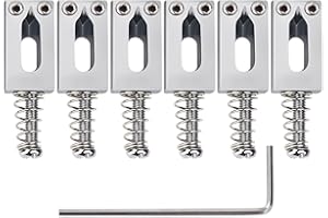 Banworks 10.5mm (13/32") Modern Bridge Saddles Set for Fender Strat ST Tele Electric Guitars 52.5mm (2-1/16") String Spacing Pack of 6 JT/QM-01 Chrome