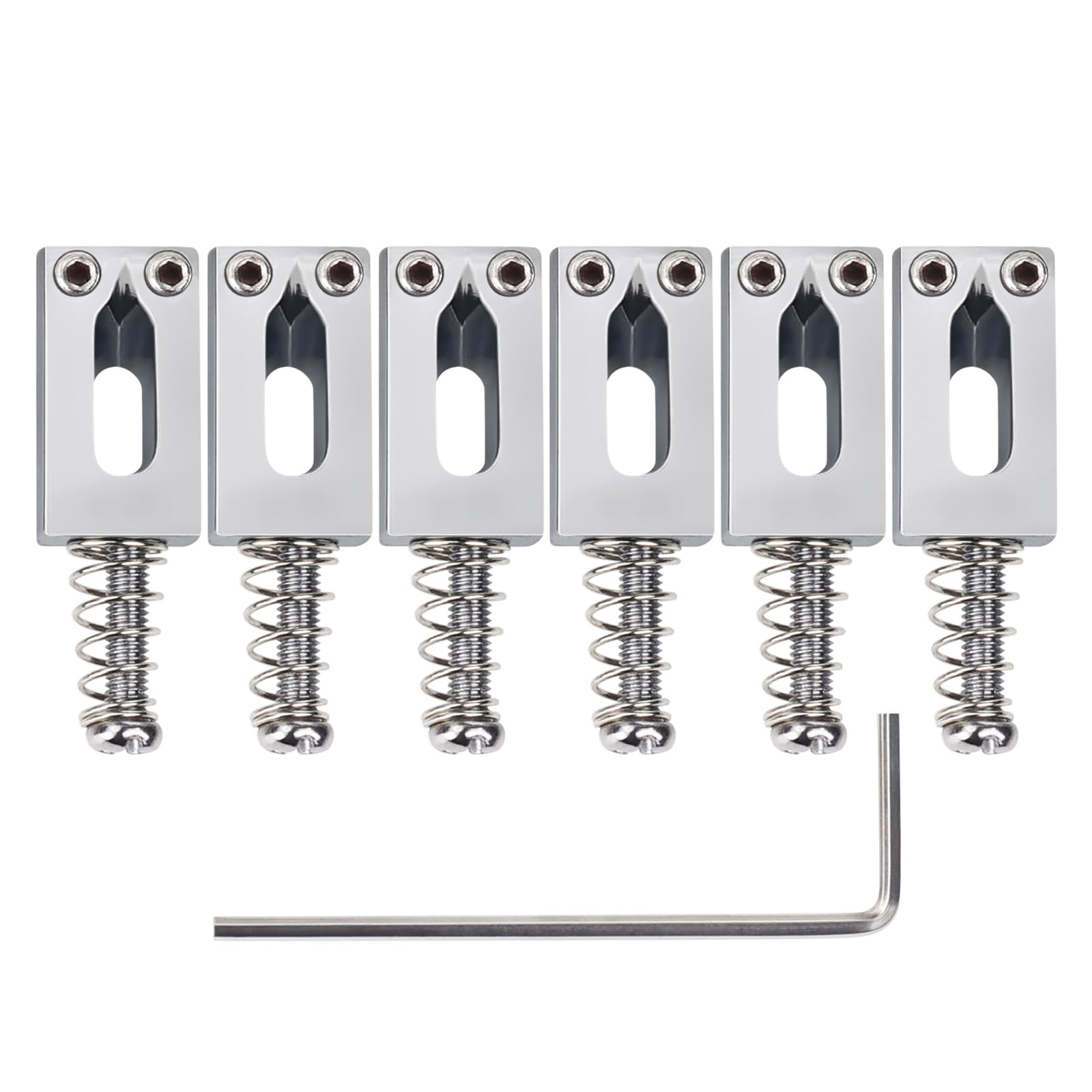 Banworks 10.5mm (13/32") Modern Bridge Saddles Set for Fender Strat ST Tele Electric Guitars 52.5mm (2-1/16") String Spacing Pack of 6 JT/QM-01 Chrome — image 1