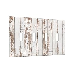 White Grey Wood 4 Gang Light Switch Cover