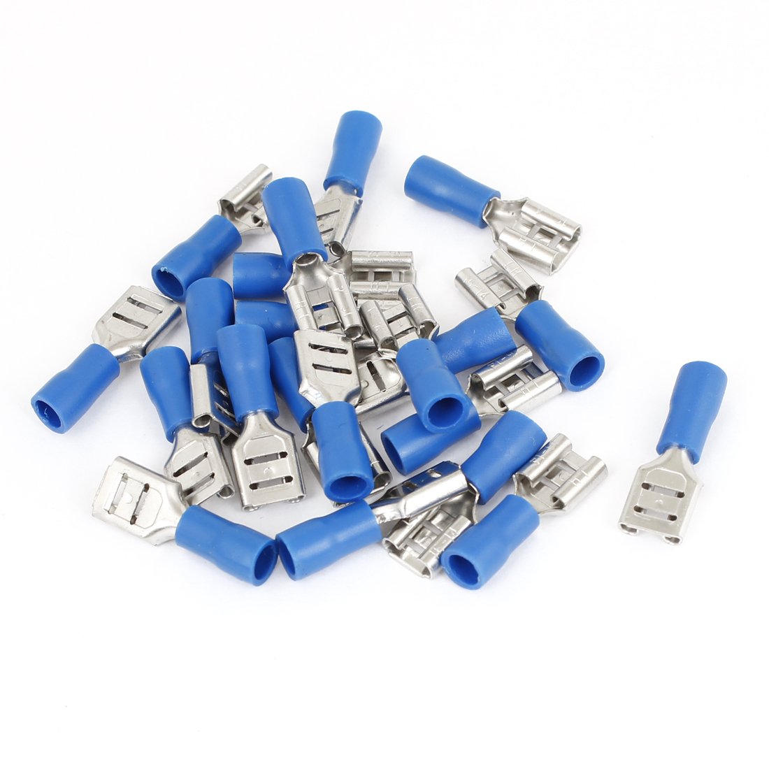 sourcing map 20 PCS FDD2-250 Blue Pre Insulated Female Type Spade Crimp Connectors