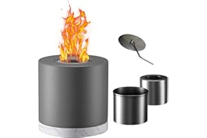 FANGJI Concrete Table Top Firepit - Smokeless Indoor Fire Pit Tabletop Smore,(100-120mins Burn) Table Top Fire Pit Fireplace for Indoor & Garden - Gift for Halloween Women Housewarming Decor