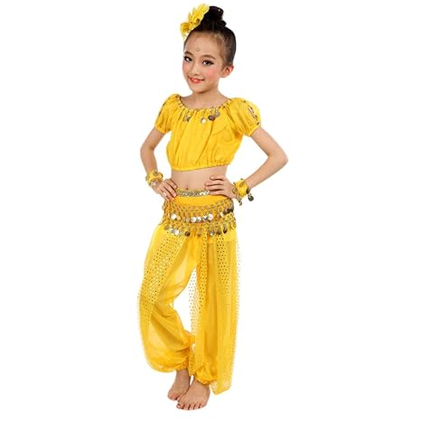 Bauchtanz Fasching Mädchen Kostüm, YanHoo Kinder Mädchen Outfit Kostüm Indien Dance Kleidung Top + Rock Tüll Kleid Bauchtänze