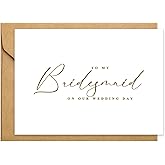 PartyGifts&beyond To My Bridesmaid On Our Wedding Day Card with Envelope, Thank You Letter Gift Card for Bridesmaid