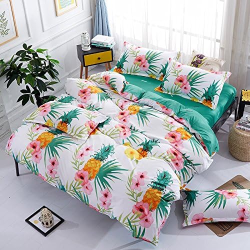 Auvoau Pineapple Bedding Sets Children's cartoon Duvet Cover Set Children's bedding Girl Bedding Set 4PC (Twin, 1)