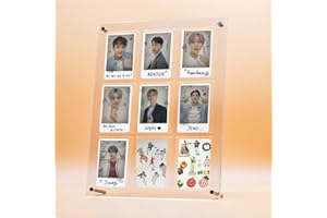 Baskiss Standing Card Holder, Ultra Clear Acrylic Display, 66 x 91 mm Trading Cards Cases Protectors for Kpop Photocard Sports Baseball Basketball Photo Showcase with Screws (9 Cards)