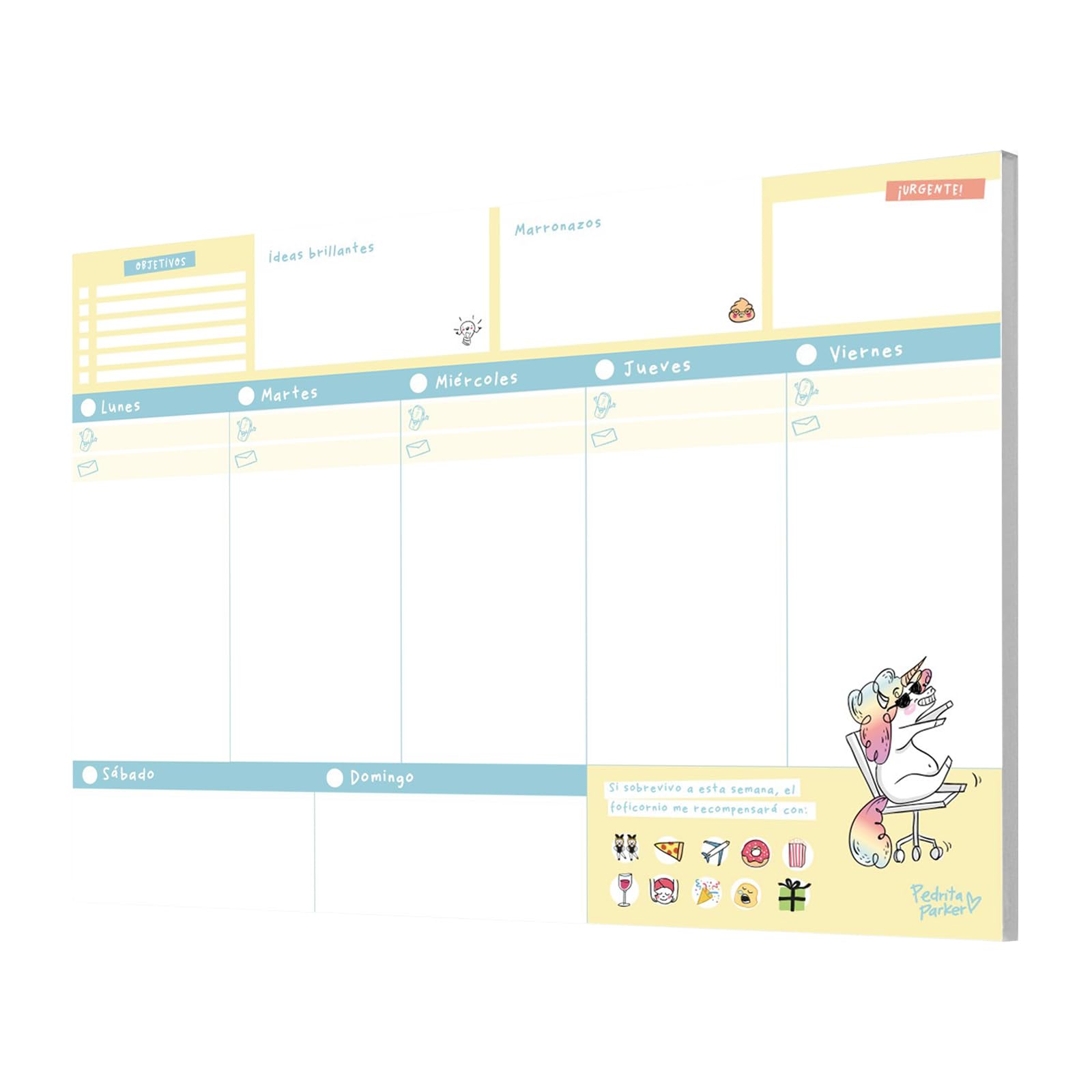 Pedrita Parker 449 Weekly Planner with Foficorn Design, A4, 210 x 297 mm