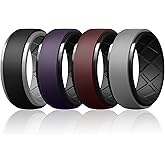 Egnaro Silicone Rings For Men, Rubber Wedding Bands For Him, 10.5mm Wide 2.8mm Thick, Breathable Design Step Edge