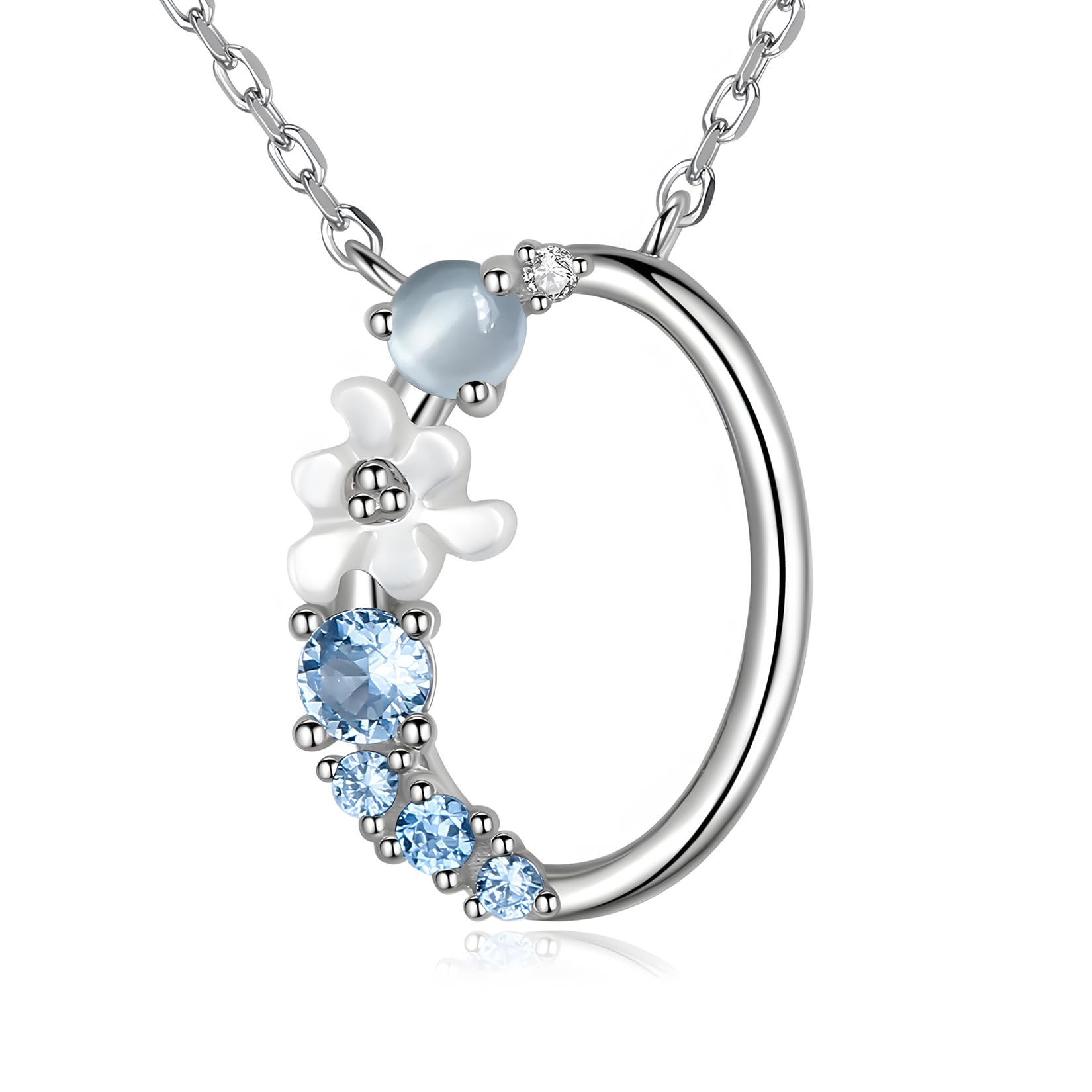 VIKI LYNN Letter O Initial Necklace 925 Sterling Silver Cubic Zirconia Personalised Gifts for Girls