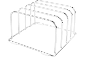 Stainless Steel Cutting Board Rack | Space Saving Design for Countertops & Cabinets, Holds 4 Boards, Non Slip Rubber Feet, Du