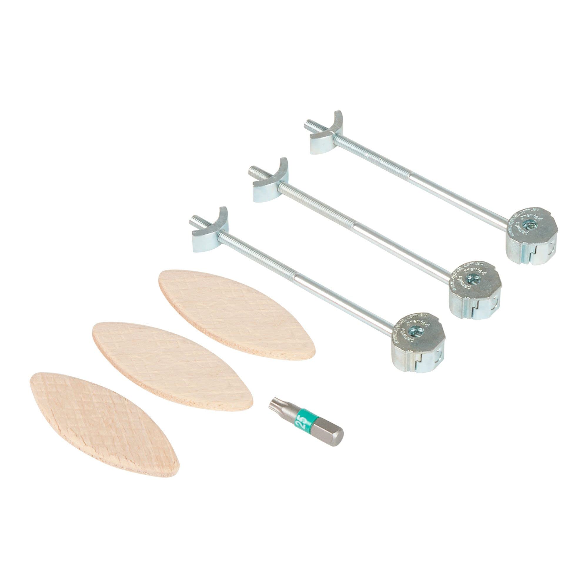 Trend ZIPBOLT Compact Laminate Worktop Connector Kit, 12-15mm Thickness, Zinc-Plated Steel, Includes T25 Torx Bit & No.20 Biscuits, ZIP/20/100/3