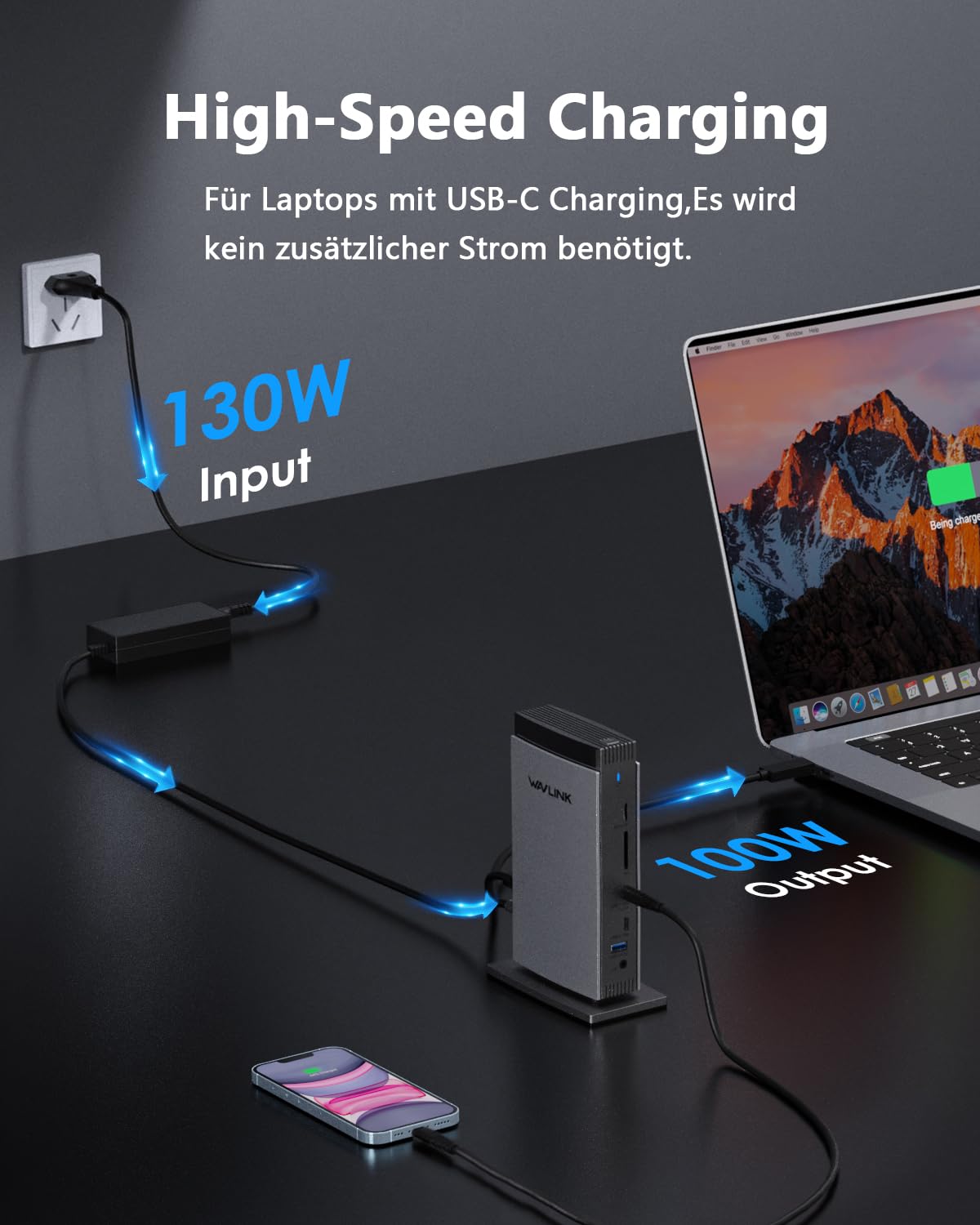 WAVLINK Displaylink Laptop Docking Station with 3 HDMI, USB C Dock Triple Display 4K60Hz, 100W Charging for M1 M2 M3 M4 Mac and Windows, 2DP, 5 USB Ports, 1Gbps Ethernet, Audio/Mic, SD/TF 5