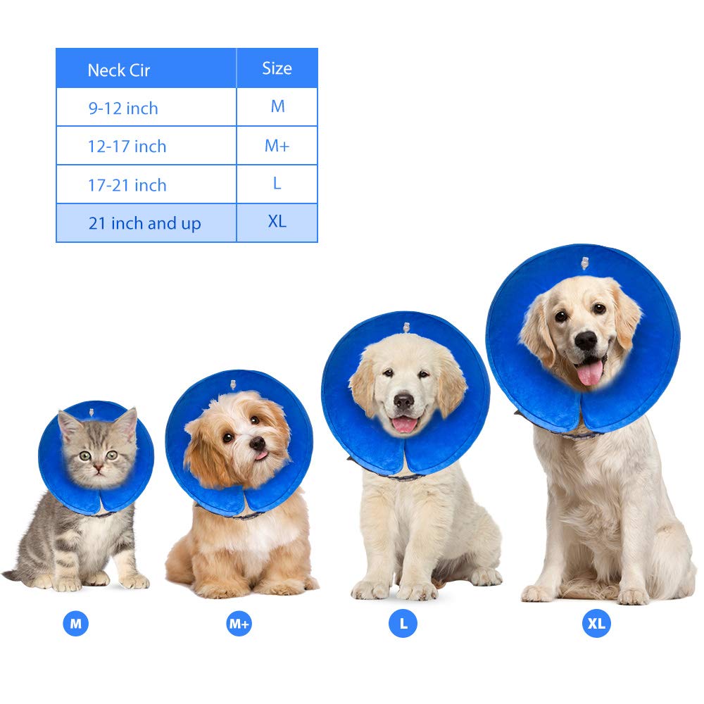 Holysteed Dog Inflatable Collar Protective Dog Collar Pet E-Collar Design to Prevent Pets from Biting and Scratching at Injuries,Stitches, Wounds, and Rashes Blue - Extra Large